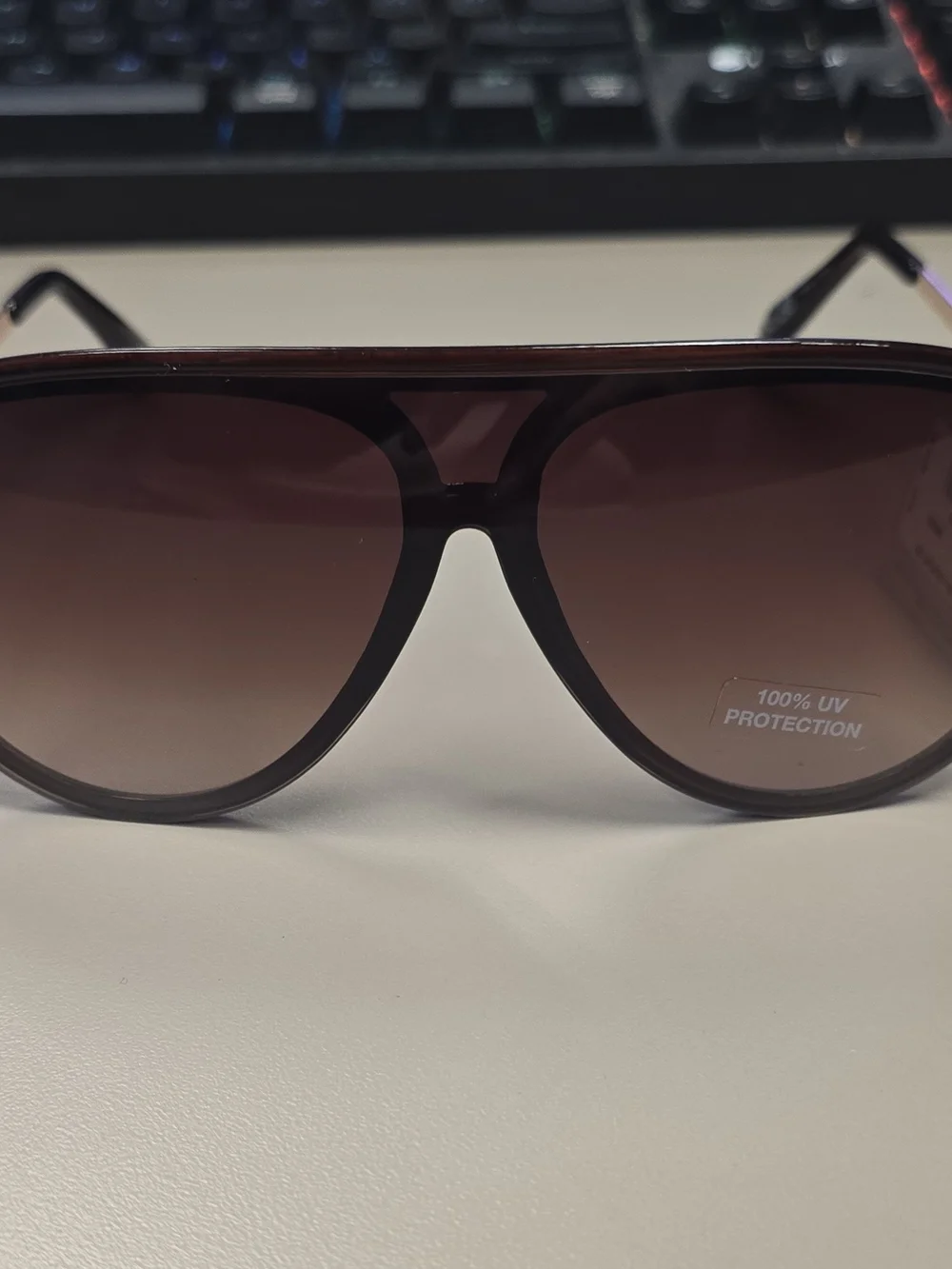New Fossil X80098 Unisex Shield Aviator Sunglasses Brown Rose Gold NWT